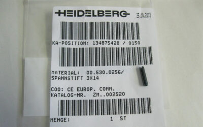 Heidelberg печатное оборудование Spring Pin_ 00.530.0256