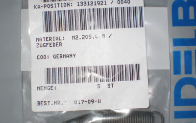 Heidelberg печатное оборудование Tension spring_ М2.205.038